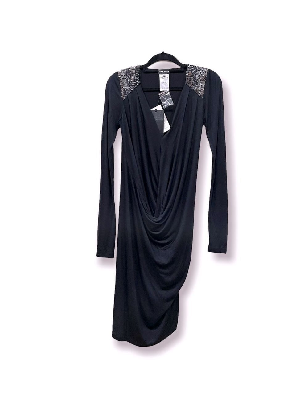 RICHMOND Denim asymmetrical black embellished dress size 12 NWT